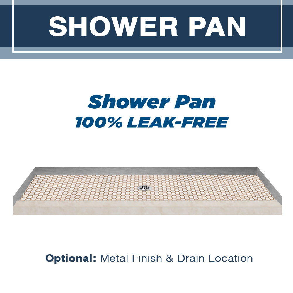 Freedom Rafe Marble Honey Hex Mosaic Alcove Shower Enclosure Kit