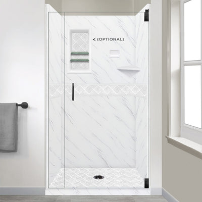 Carrara Marble Diamond Alcove Shower Enclosure Kit