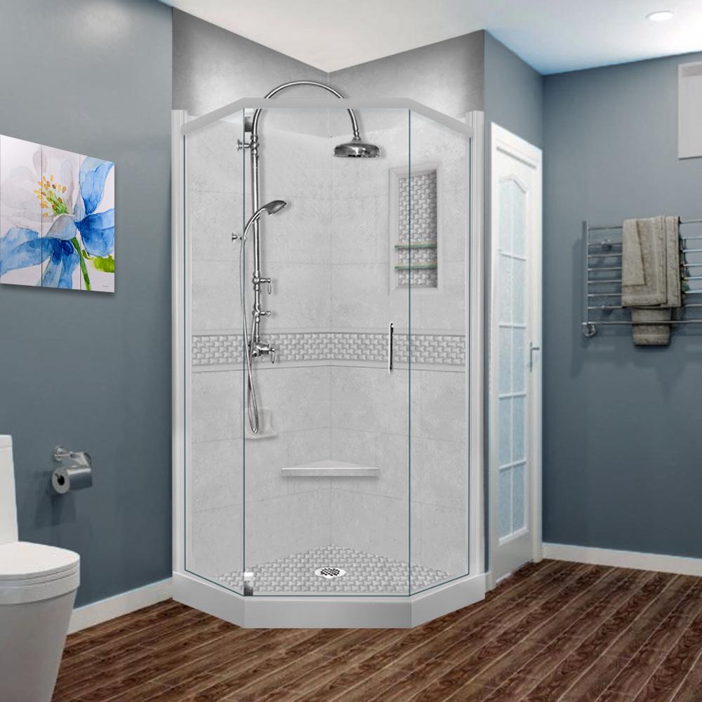Neo-Angle Portland Cement Sistine Stone & Jewel Stone Accent Shower Remodel Kit