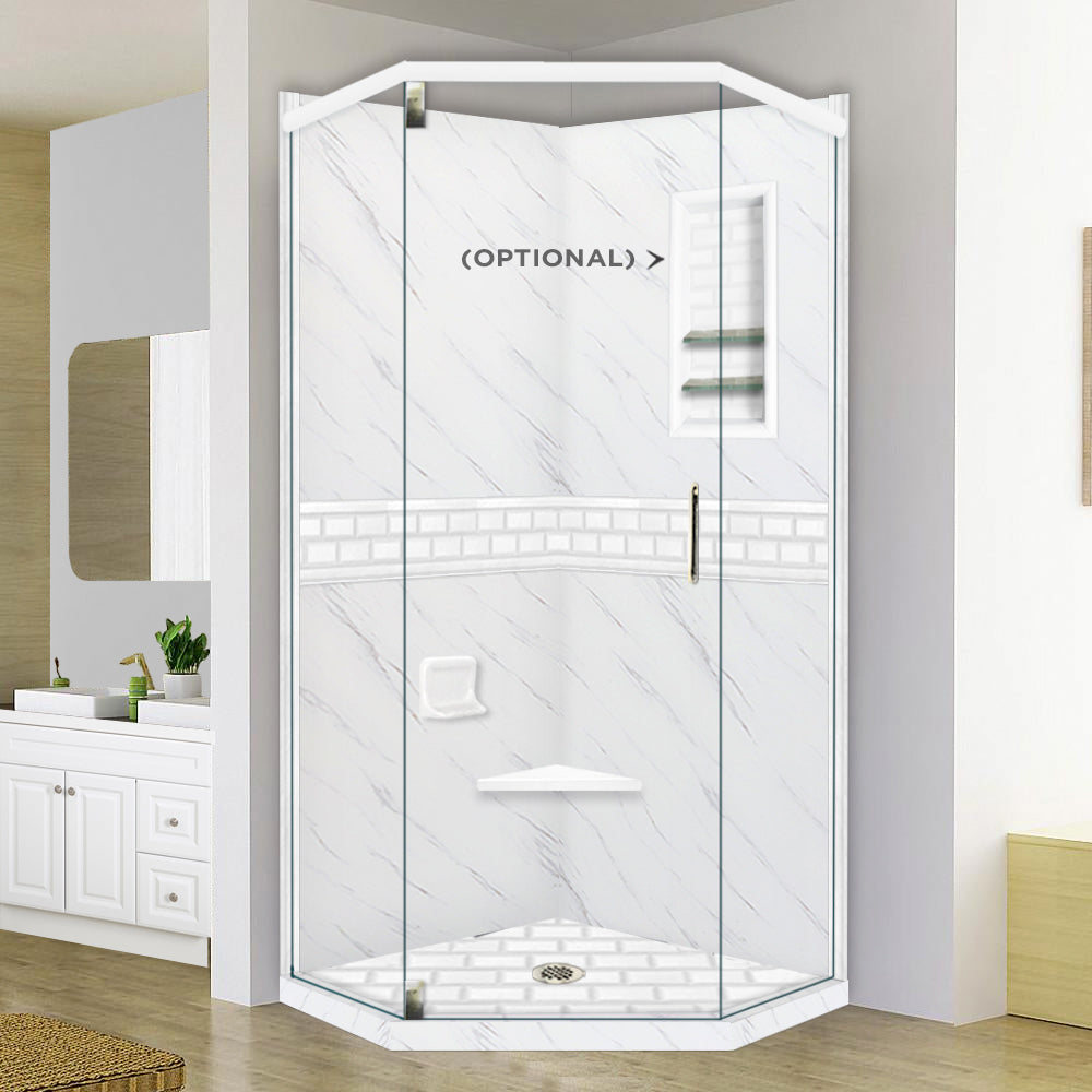 Carrara Marble Subway Neo Shower Enclosure Kit