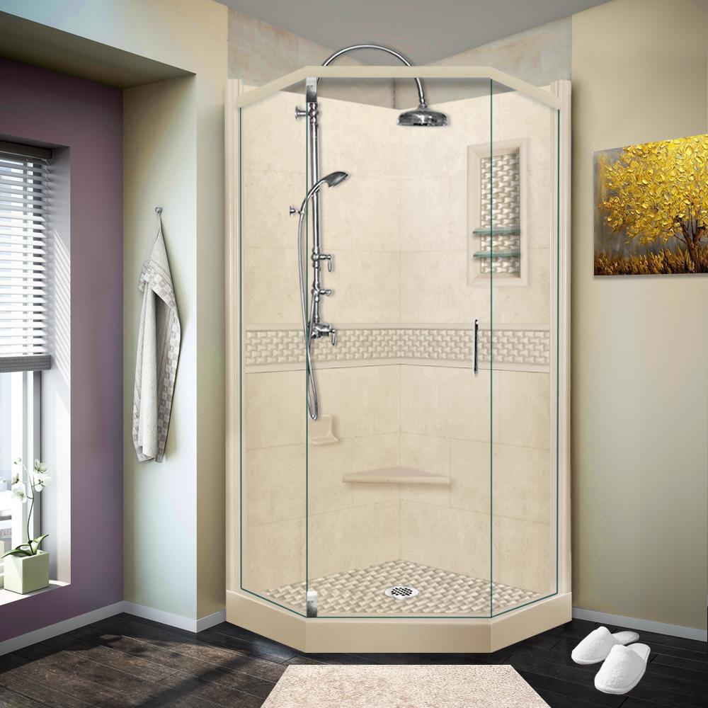 Neo-Angle Desert Sand Sistine Stone & Jewel Stone Accent Shower Remodel Kit