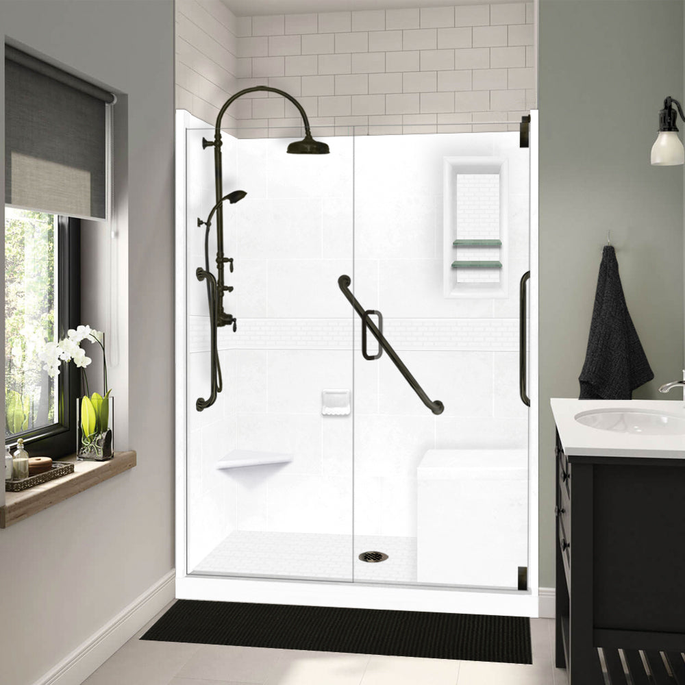 Freedom 60" Alcove Natural Buff Sistine Stone & Classic Stone Accent Shower Remodel Kit
