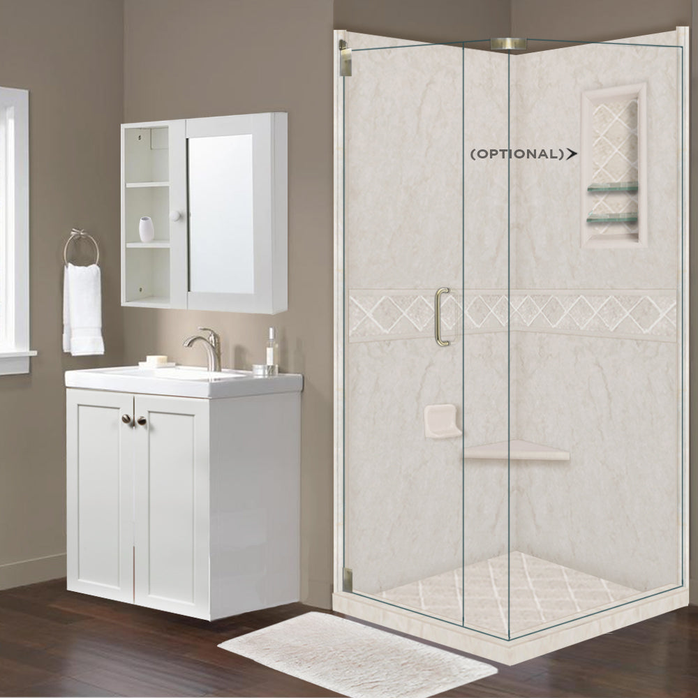Rafe Marble Diamond Corner Shower Enclosure Kit