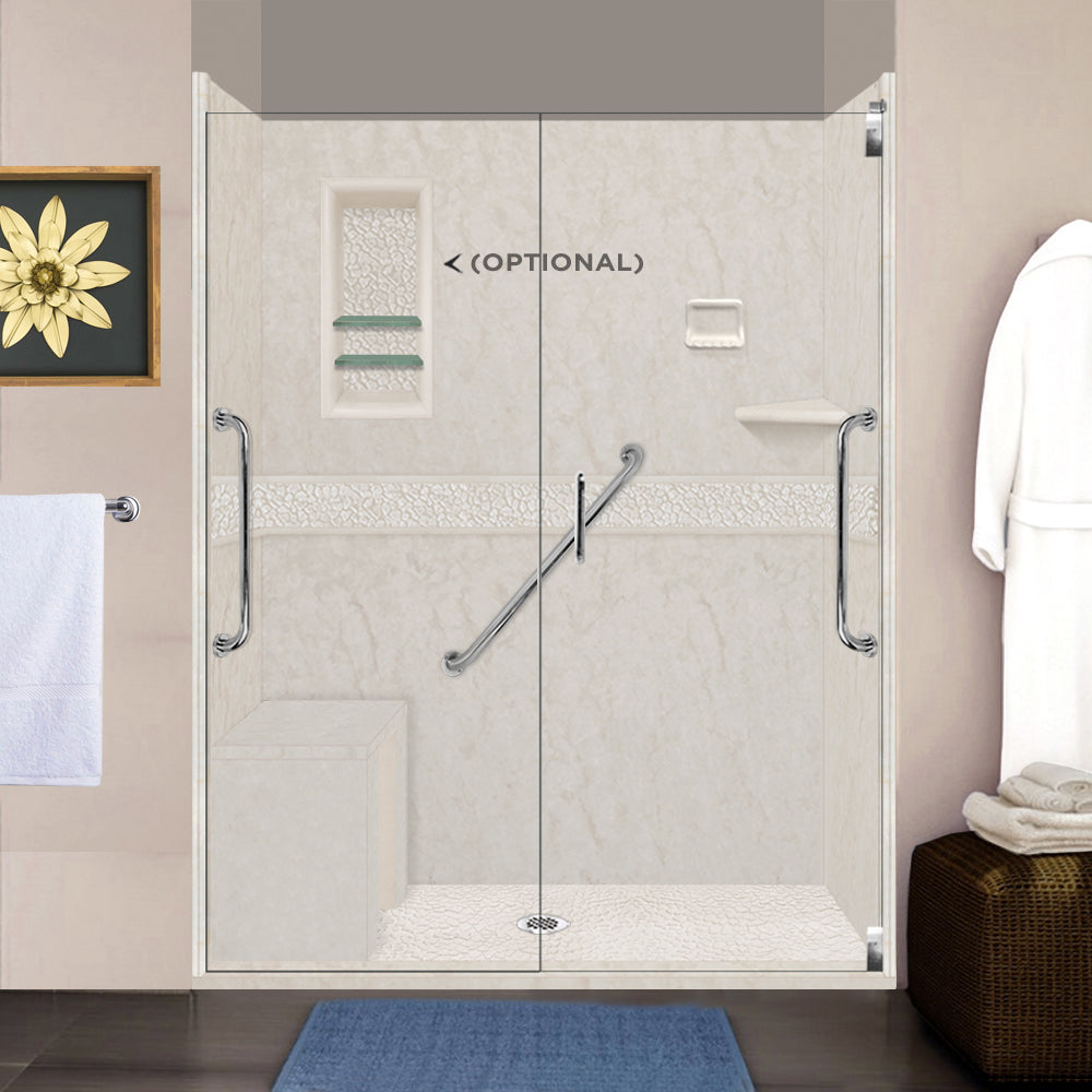 Freedom Rafe Marble Pebble Alcove Shower Enclosure Kit