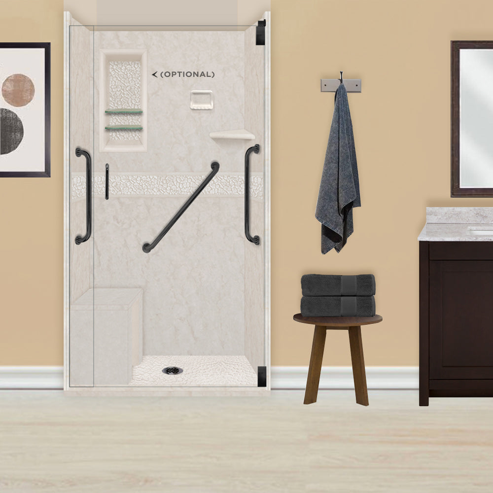 Freedom Rafe Marble Pebble Alcove Shower Enclosure Kit