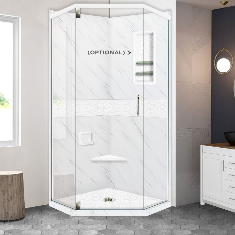 Carrara Marble Pebble Neo Shower Enclosure Kit