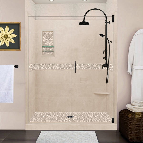 Classic Brown Sugar 60 Alcove Stone Shower Enclosure Kit – American Bath  Factory