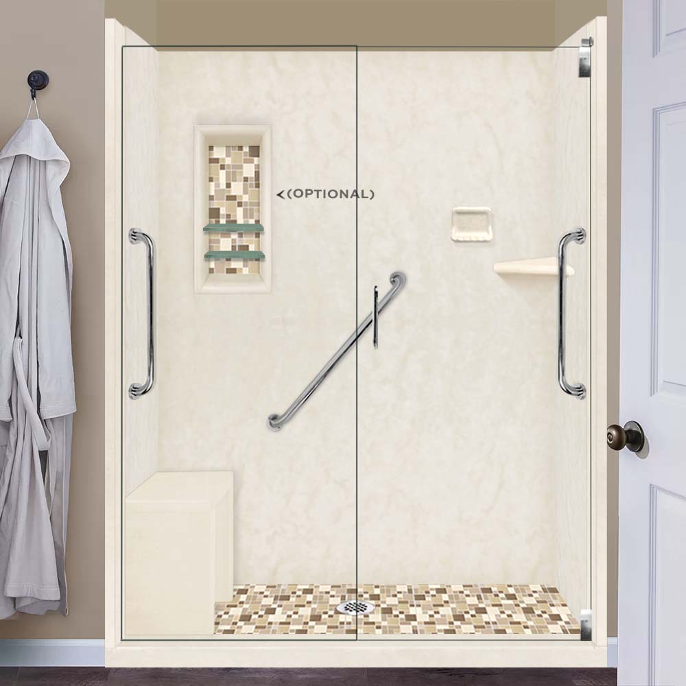 Freedom Alcove Rafe Medici Marble & Tuscany Mosaic Accent Shower Remodel Kit