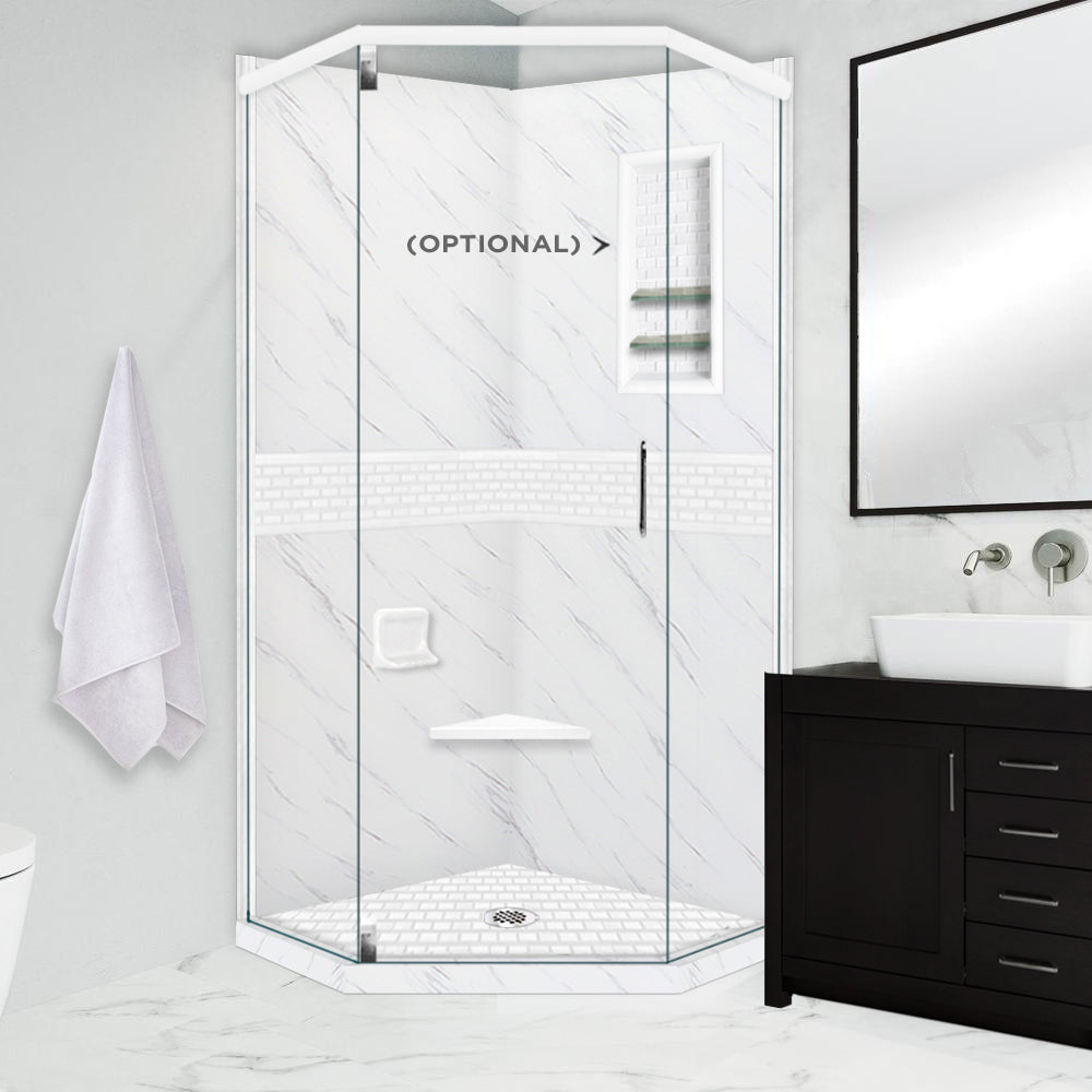 Carrara Marble Classic Neo Shower Enclosure Kit