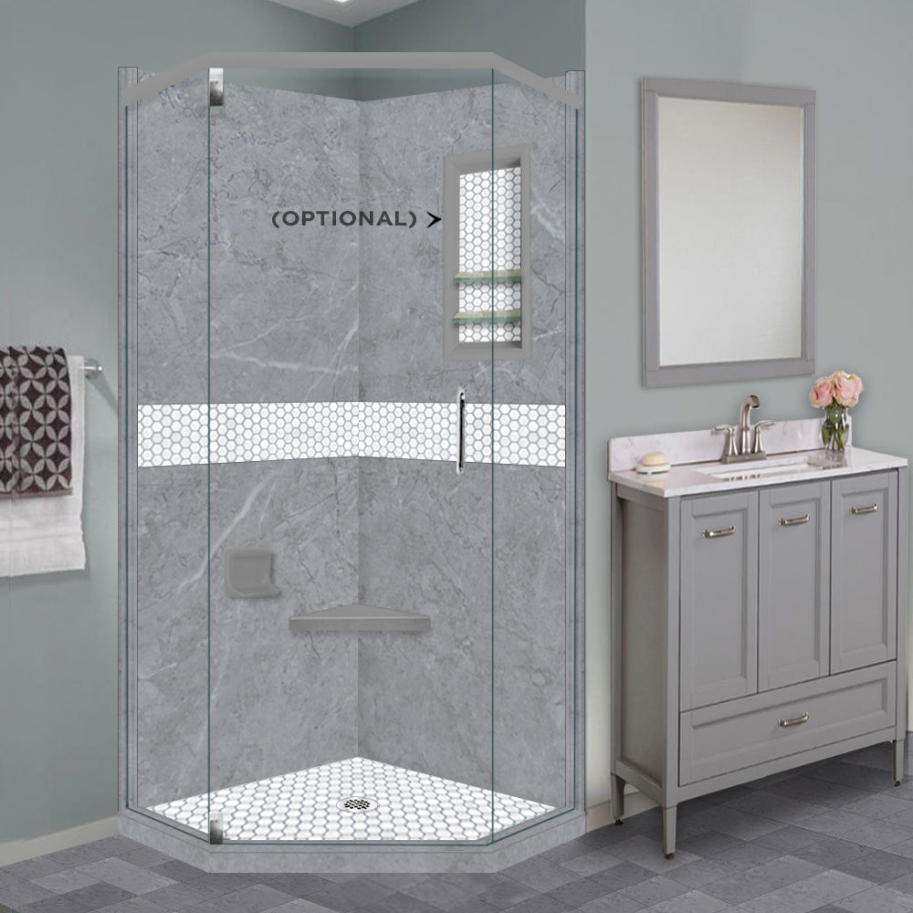 Grio Marble Pearl Hex Mosaic Neo Shower Enclosure Kit