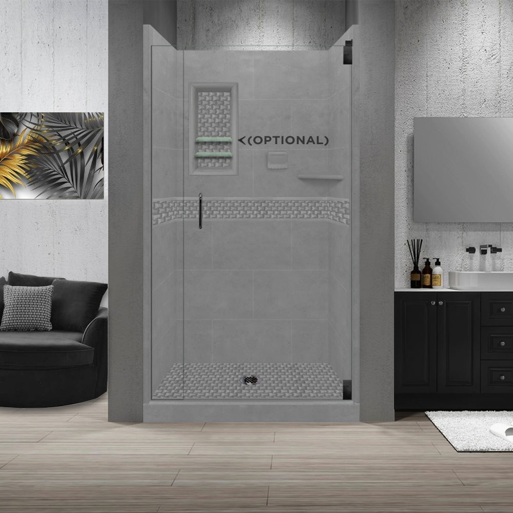 Alcove Wet Cement Sistine Stone & Jewel Stone Accent Shower Remodel Kit