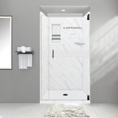 Carrara Marble Subway Alcove Shower Enclosure Kit