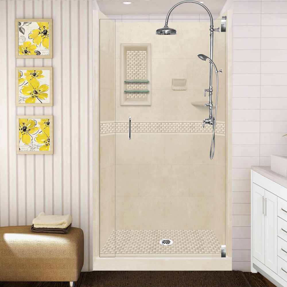 Alcove Desert Sand Sistine Stone & Jewel Stone Accent Shower Remodel Kit