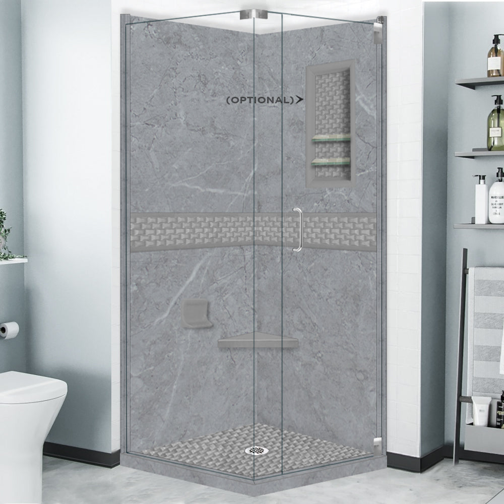 Corner Grio Medici Marble & Jewel Stone Accent Shower Remodel Kit