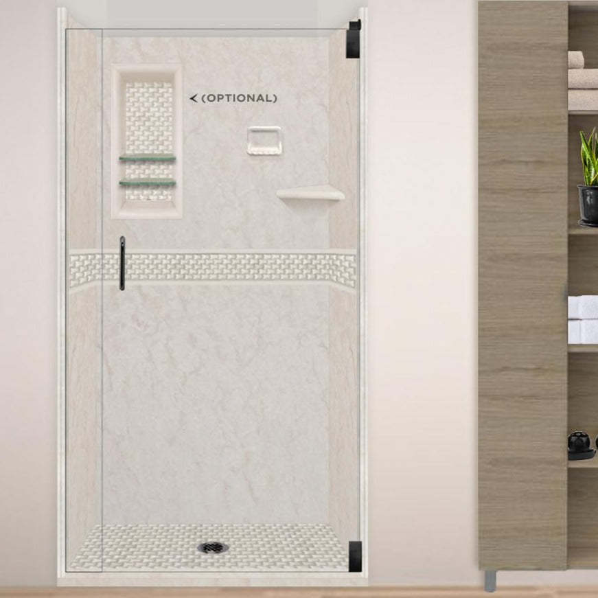60" Alcove Rafe Medici Marble & Jewel Stone Accent Shower Remodel Kit