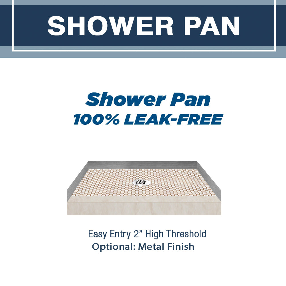 Freedom Rafe Marble Honey Hex Mosaic Alcove Shower Enclosure Kit