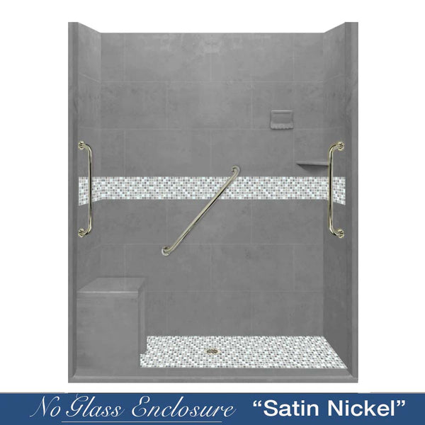 Freedom Zero Delmar Wet Cement 60" Alcove Stone Shower Enclosure Kit