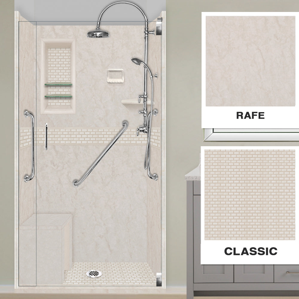 Freedom Rafe Marble Classic Alcove Shower Enclosure Kit