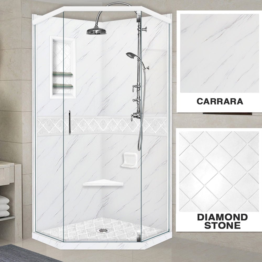 Carrara Marble Diamond Neo Shower Enclosure Kit
