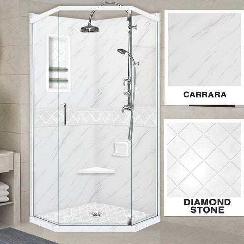 Carrara Marble Diamond Neo Shower Enclosure Kit