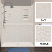60" Alcove Rafe Medici Marble & Pebble Stone Accent Shower Remodel Kit