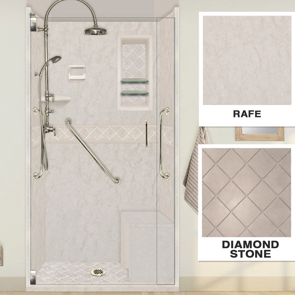 Freedom Rafe Marble Diamond Alcove Shower Enclosure Kit