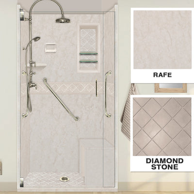 Freedom Rafe Marble Diamond Alcove Shower Enclosure Kit