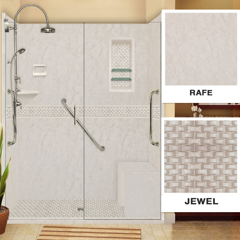 Freedom Rafe Marble Jewel Alcove Shower Enclosure Kit