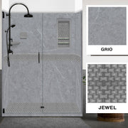 60" Alcove Grio Medici Marble & Jewel Stone Accent Shower Remodel Kit