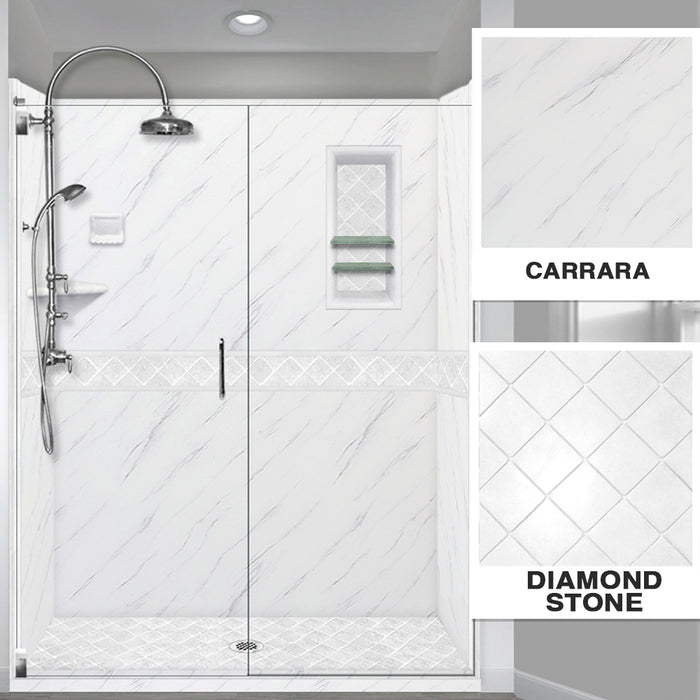 60&quot; Alcove Shower Diamond Collection / Stone &amp; Marble Shower Kits