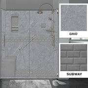 Freedom 60" Alcove Grio Medici Marble & Subway Stone Accent Shower Remodel Kit