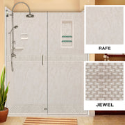 60" Alcove Rafe Medici Marble & Jewel Stone Accent Shower Remodel Kit