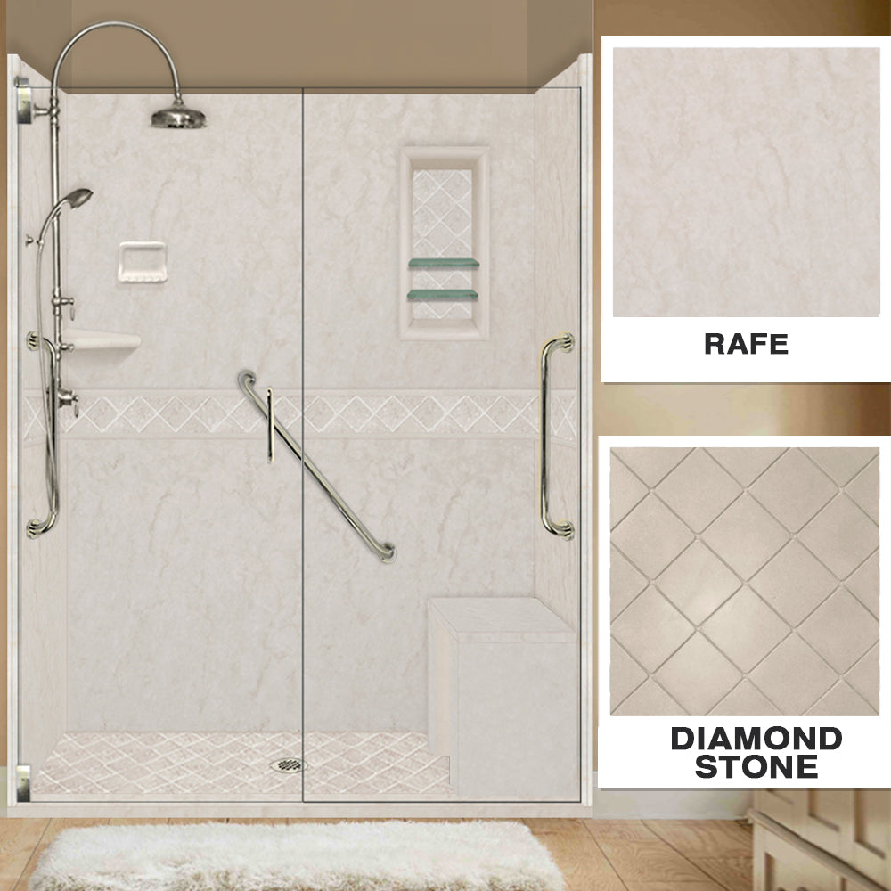 Freedom Rafe Marble Diamond Alcove Shower Enclosure Kit