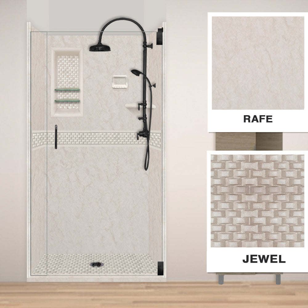 60" Alcove Rafe Medici Marble & Jewel Stone Accent Shower Remodel Kit