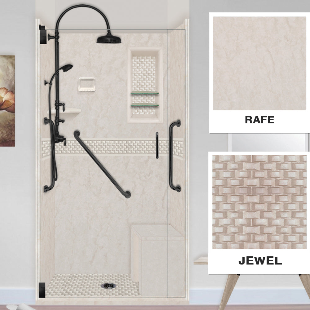 Freedom Rafe Marble Jewel Alcove Shower Enclosure Kit