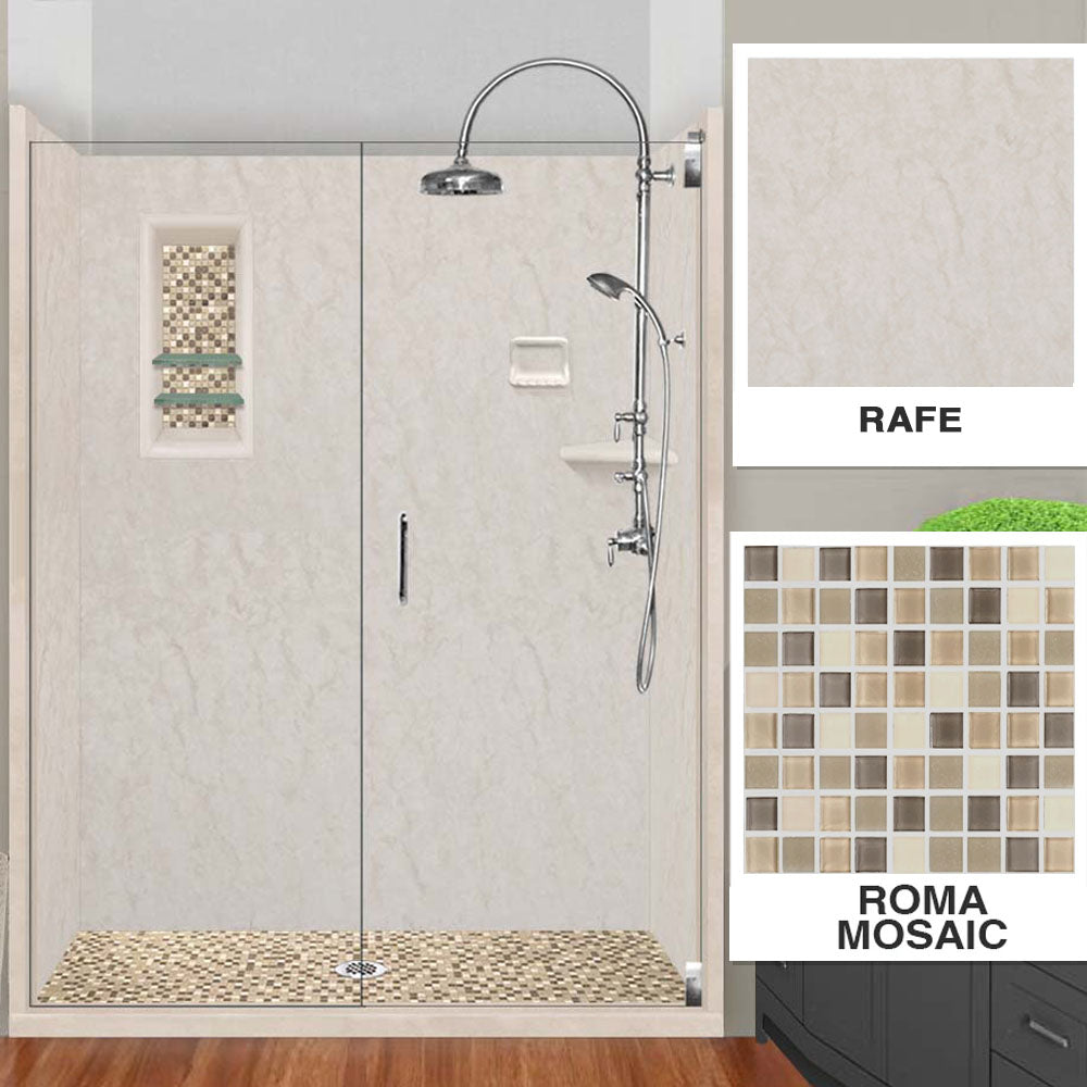 Special- Rafe Marble Alcove Shower Kit, with 3 Accent options (Liner Optional)