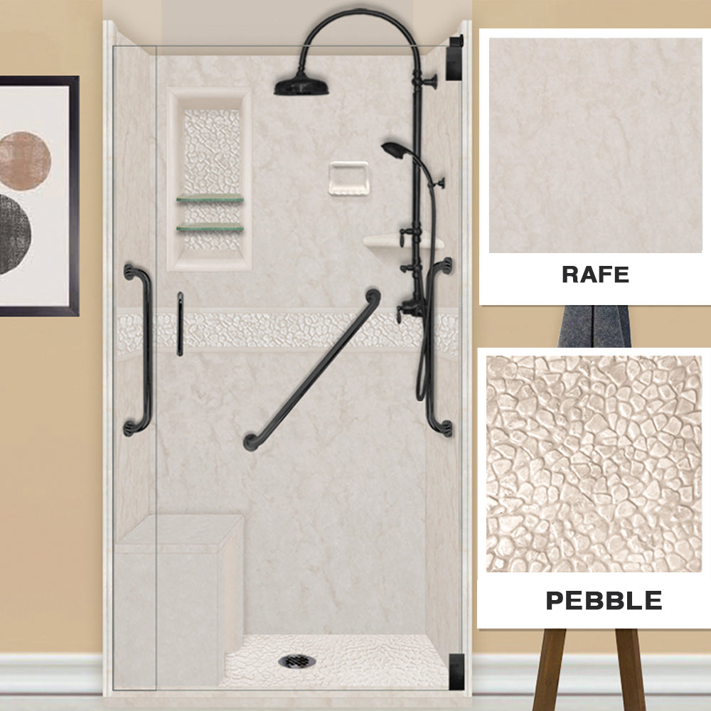 Freedom Rafe Marble Pebble Alcove Shower Enclosure Kit