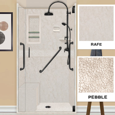 Freedom Rafe Marble Pebble Alcove Shower Enclosure Kit