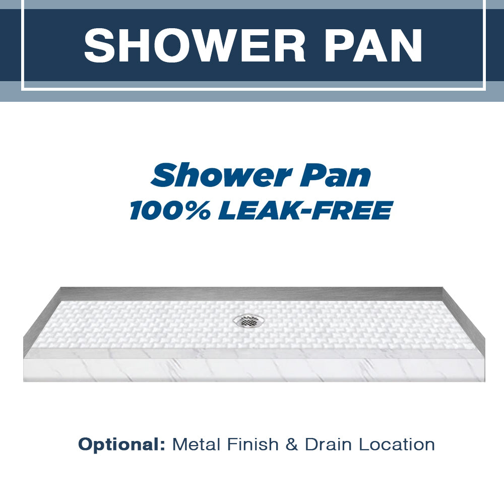 Freedom 60" Alcove Carrara Medici Marble & Jewel Stone Accent Shower Remodel Kit