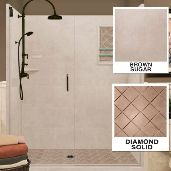 Classic Brown Sugar 60 Alcove Stone Shower Enclosure Kit – American Bath  Factory