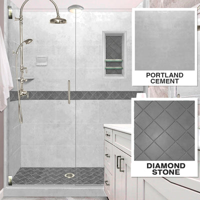 Diamond Portland Cement 60" Alcove Shower Enclosure Kit