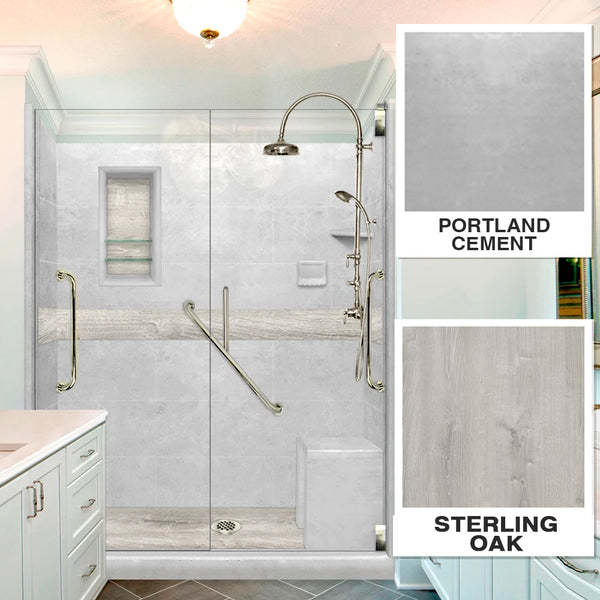 Sterling Oak Portland Cement Corner Shower Kit