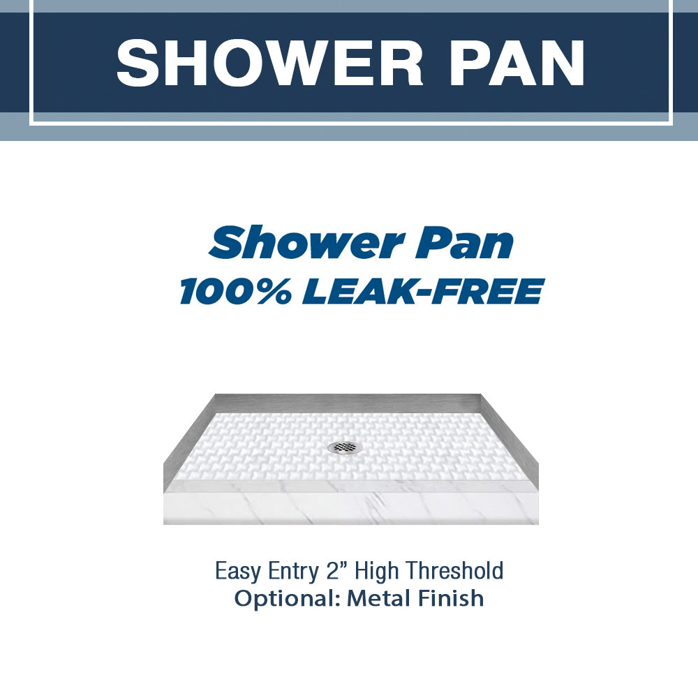 Freedom 60" Alcove Carrara Medici Marble & Jewel Stone Accent Shower Remodel Kit