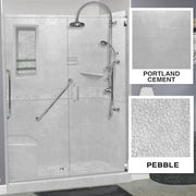 Freedom 60" Alcove Portland Cement Sistine Stone & Pebble Stone Accent Shower Remodel Kit