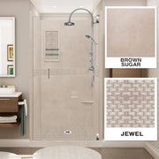 Alcove Brown Sugar Sistine Stone & Jewel Stone Accent Shower Remodel Kit