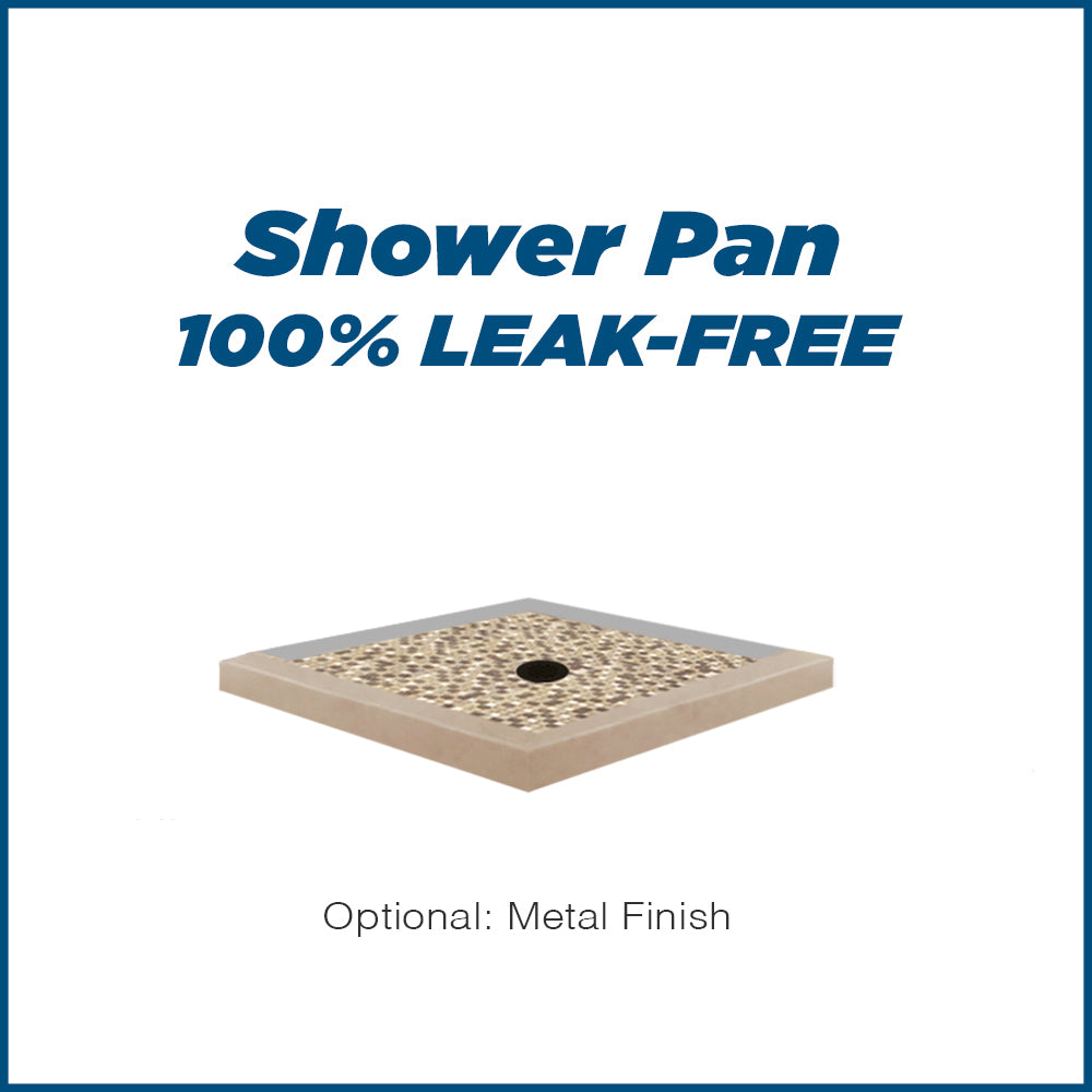 Corner Brown Sugar Sistine Stone & Roma Mosaic Accent Shower Remodel Kit