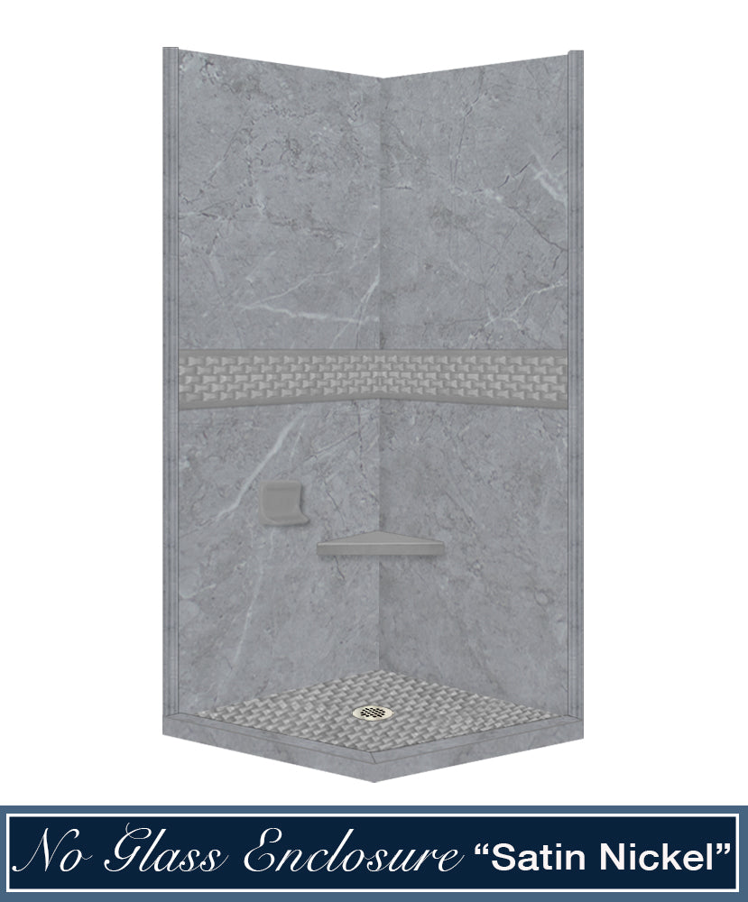 Corner Grio Medici Marble & Jewel Stone Accent Shower Remodel Kit