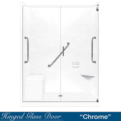 SPECIAL-Subway Natural Buff 60" Alcove Stone Shower Kit  (free faucet)