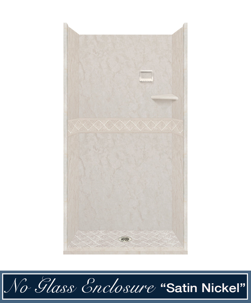 60" Alcove Rafe Medici Marble & Diamond Stone Accent Shower Remodel Kit