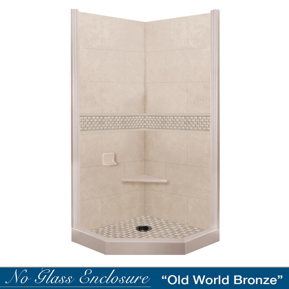 Neo-Angle Brown Sugar Sistine Stone & Jewel Stone Accent Shower Remodel Kit